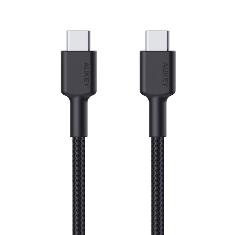 resimler/genel/AUKEY CB-CD45-BK PD NAYLON ÖRGÜLÜ TYPE-C TYPE-C ŞARJ KABLOSU 0.9MT