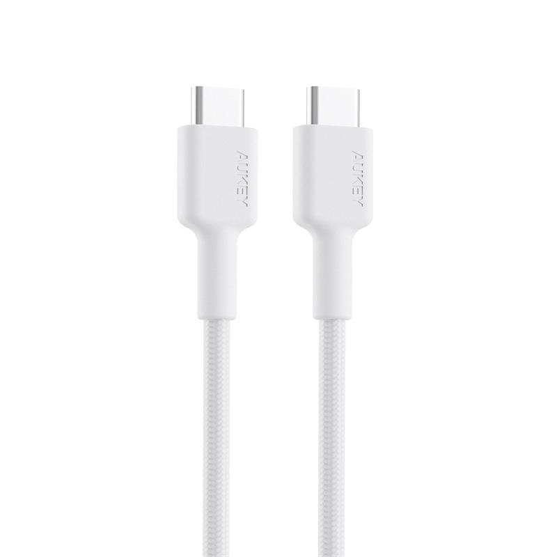 resimler/genel/AUKEY CB-CD45-WH PD NAYLON ÖRGÜLÜ TYPE-C TYPE-C ŞARJ KABLOSU 0.9MT