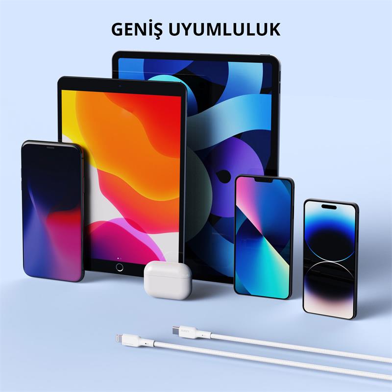 resimler/genel/AUKEY CB-NCL1-WH NAYLON ÖRGÜLÜ 3A 480MBPS TYPE-C LIGHTNING KABLOSU 1.8MT