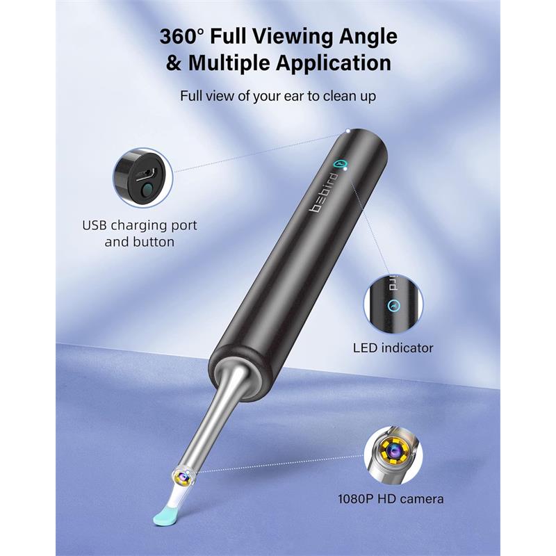 resimler/genel/BEBIRD T5 3MP KAMERA 3.5MM LENS ŞARJLI WIFI GÖRÜNTÜLÜ KULAK TEMİZLEYİCİ SİYAH RENK