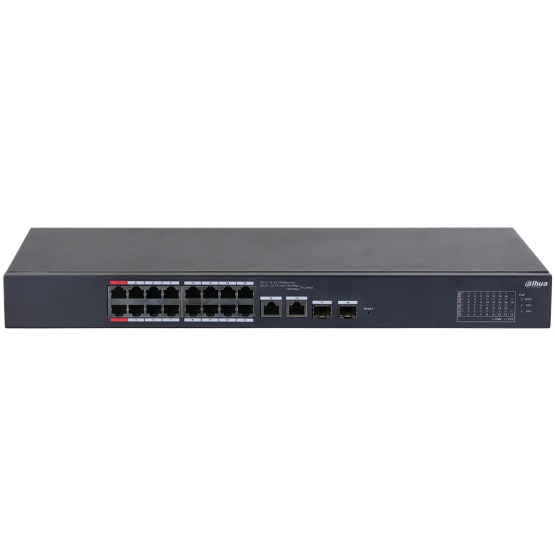 resimler/genel/DAHUA CS4218-16ET-135 16 PORT 10/100 + 2XRJ45/1GB SFP COMBO CLOUD YÖNETİLEBİLİR RACKMOUNT 135W POE SWITCH