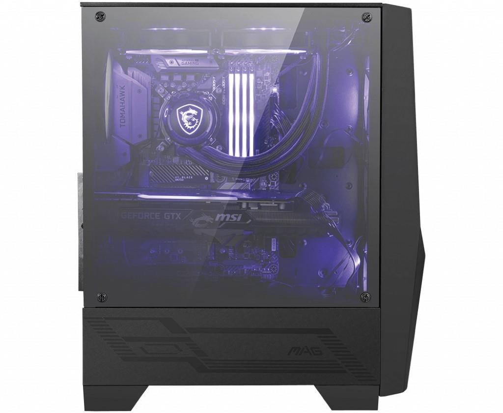 resimler/genel/MSI MAG FORGE 100M TEMPERLI CAM 2X120MM 1X120MM ARGB FAN PSU YOK GAMING SİYAH KASA