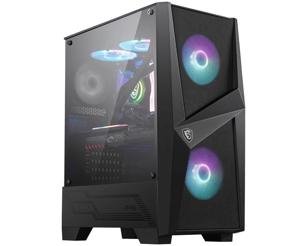 resimler/genel/MSI MAG FORGE 100R TEMPERLI CAM ARGB PSU YOK 2X120MM 1X120MM GAMING ATX KASA SİYAH