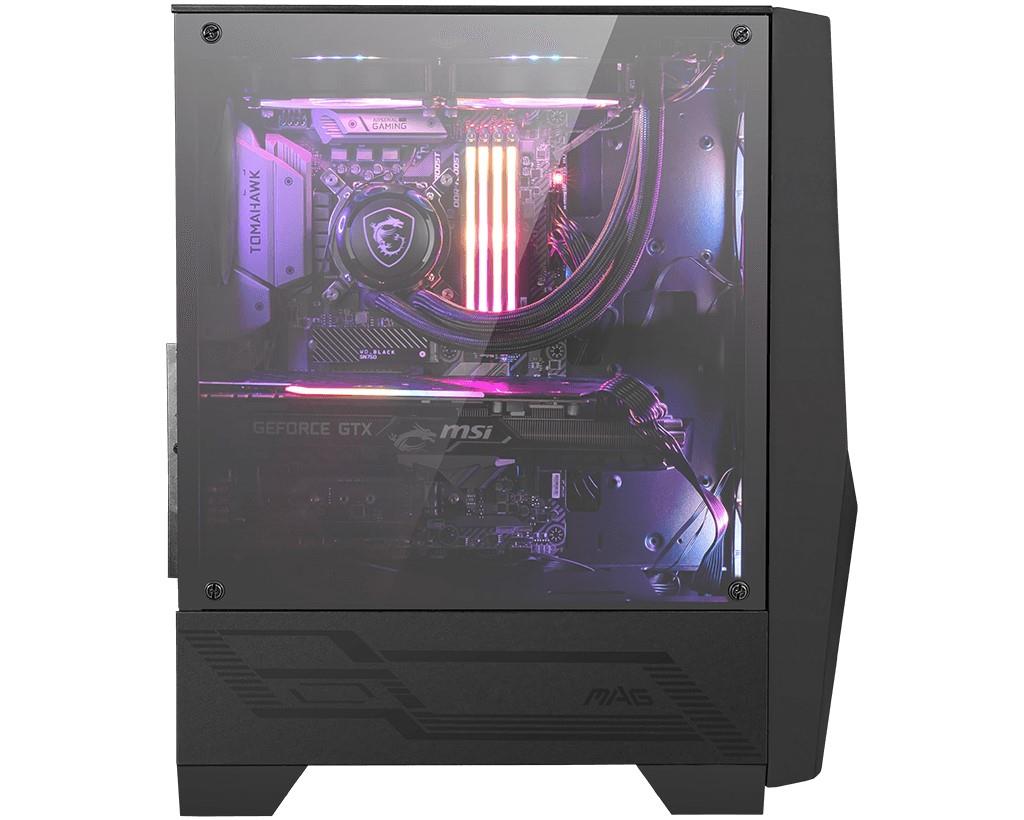resimler/genel/MSI MAG FORGE 100R TEMPERLI CAM ARGB PSU YOK 2X120MM 1X120MM GAMING ATX KASA SİYAH