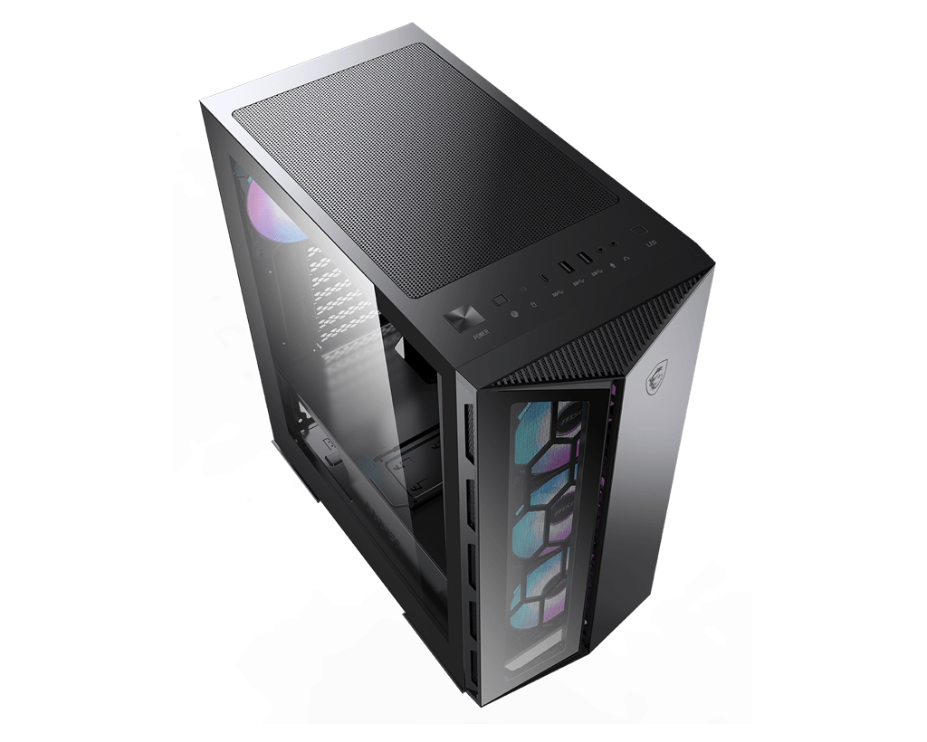 resimler/genel/MSI MPG GUNGNIR 110R TEMPERLI CAM 1X120MM 3XARGB FAN PSU YOK GAMING SİYAH KASA