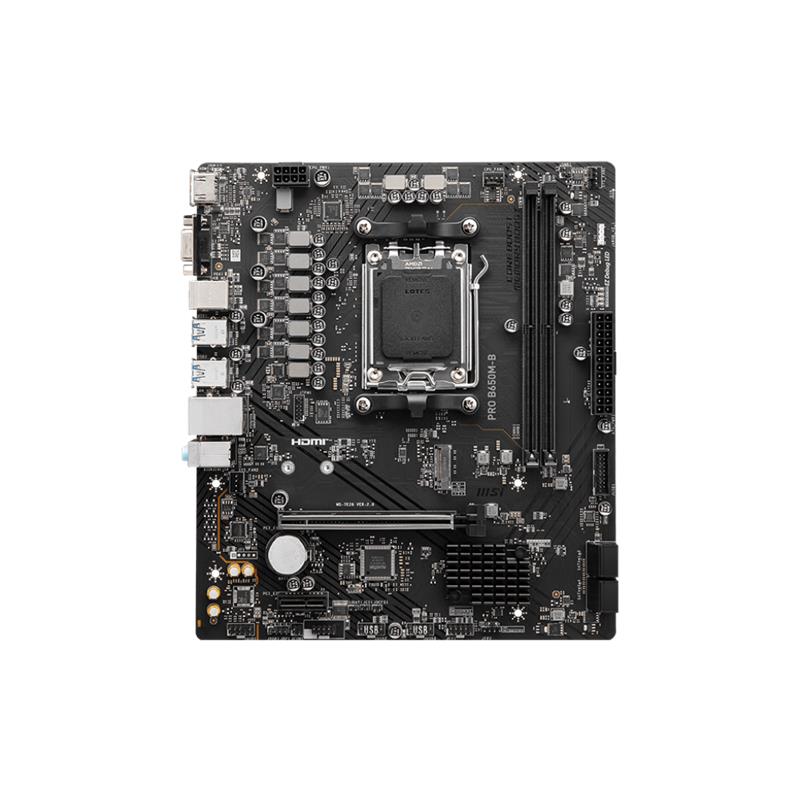 resimler/genel/MSI PRO B650M-B DDR5 6800MHZ 1XVGA 1XHDMI 1XM.2 USB 3.2 MATX AM5 (AMD AM5 9000/8000/7000 SERİLERİ İLE UYUMLU)
