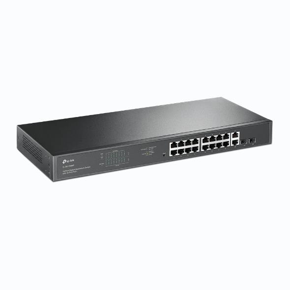 resimler/genel/TP-LINK TL-SG1218MP 16 PORT GIGABIT+ 2X1GB RJ45/2XSFP COMBO 250 METRE POE MESAFE 250W RACKMOUNT SWITCH